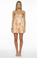 Chantell Yellow Bloom Mini Dress