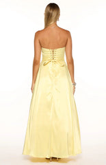 Lucy Yellow Strapless Satin Formal Maxi Dress