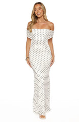 Cole White Polka Mesh Prom Dress