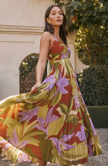 Blythe Floral Plisse Midi Dress