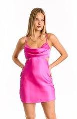 Spears Hot Pink Cut Out Party Mini Dress