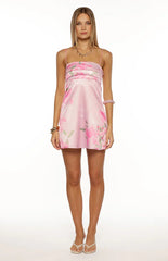 Chantell Pink and Green Floral Mini Dress