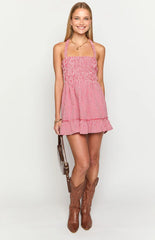 Oppolo Red Gingham Mini Dress